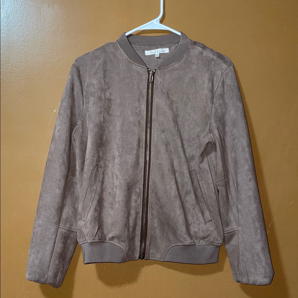 Solitaire by Ravi Khosla Tan Faux Suede Jacket Small